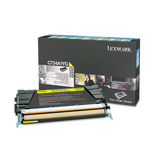 LEXMARK  Return Program Toner, 6,000 Page-Yield, Yellow - C734A1YG