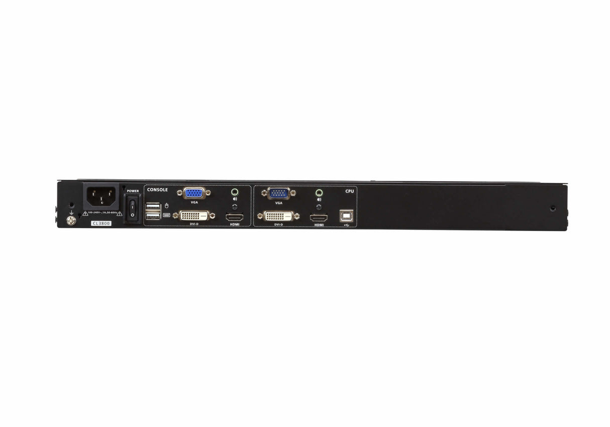 ATEN CL3800NW rack console 47 cm (18.5") 1920 x 1080 pixels Metal, Plastic Black 1U - CL3800NW ATEN