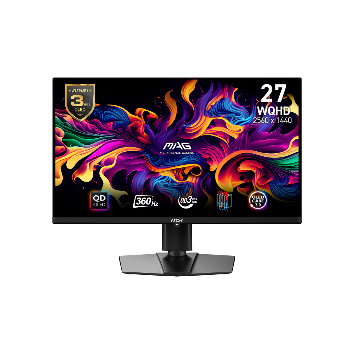 MSI MAG 271QPX QD-OLED computer monitor 67.3 cm (26.5") 2560 x 1440 pixels Wide Quad HD Black - MAG271QPXQDOLED MSI