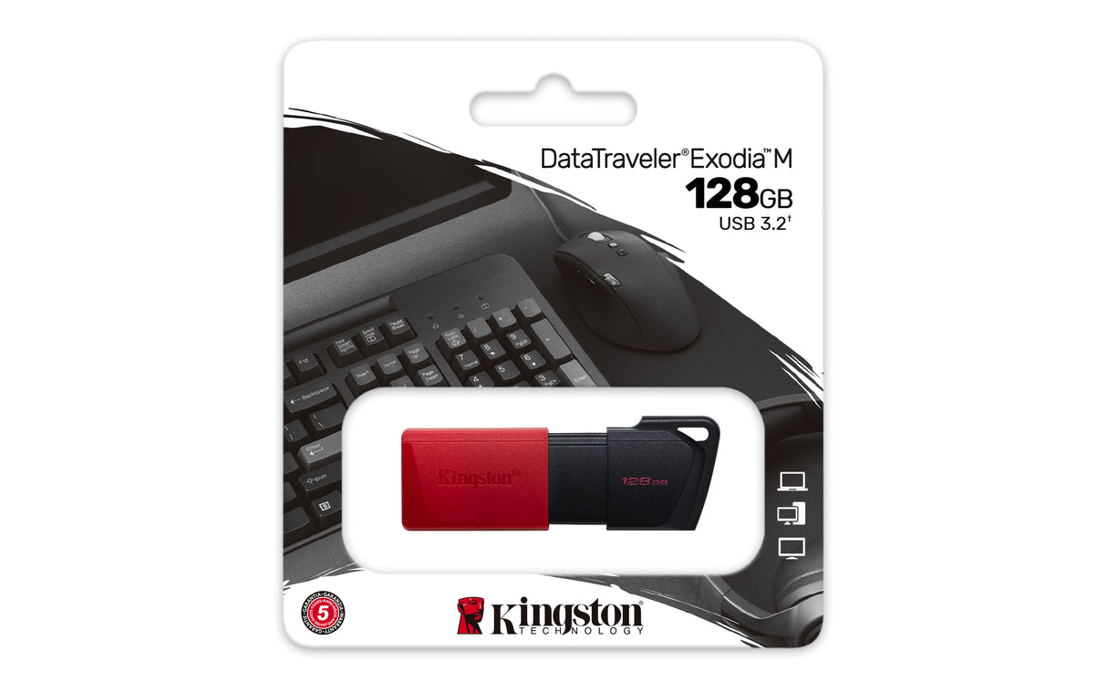 Kingston Technology DataTraveler 128GB USB3.2 Gen1 Exodia M (Black + Red) - DTXM/128GB