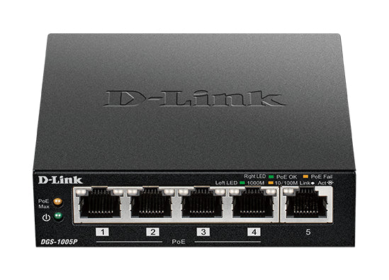 D-Link 5-Port Desktop Gigabit PoE+ Switch - DGS-1005P D-LINK