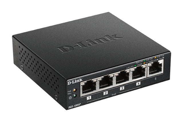 D-Link 5-Port Desktop Gigabit PoE+ Switch - DGS-1005P D-LINK