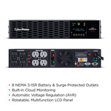 CyberPower Smart App Sinewave uninterruptible power supply (UPS) Line-Interactive 1.5 kVA 1500 W 8 AC outlet(s) - PR1500RTXL2UC CYBERPOWER