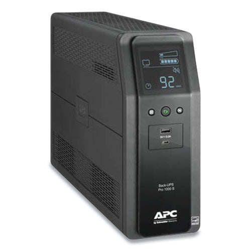 APC  Back-UPS PRO BR Series SineWave Battery Backup System, 10 Outlets, 1,000 VA, 1,080 J - BR1000MS