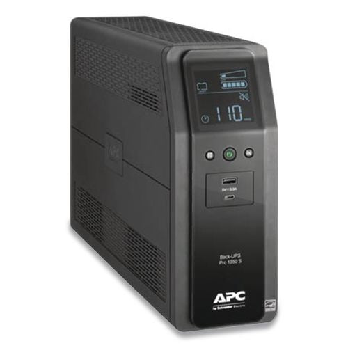 APC  Back-UPS PRO BR Series SineWave Battery Backup System, 10 Outlets, 1,350 VA, 1,080 J - BR1350MS