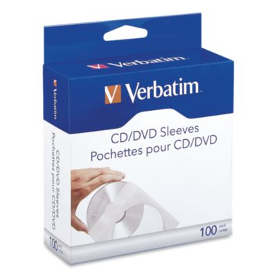CD/DVD Sleeves, 1 Disc Capacity, Clear/White, 100/Box - 49976