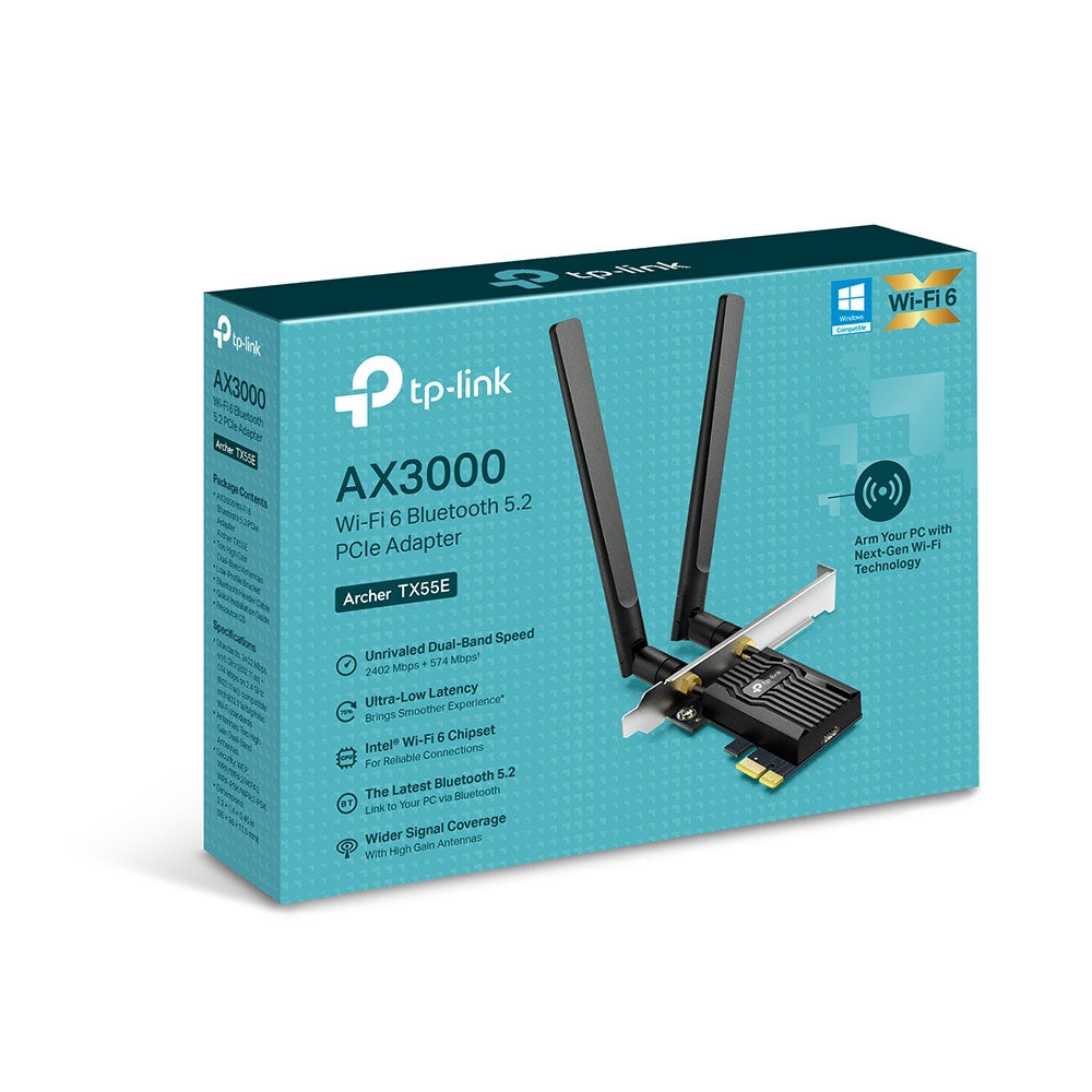 TP-Link Archer AX3000 Wi-Fi 6 Bluetooth 5.2 PCIe Adapter - ARCHER TX55E