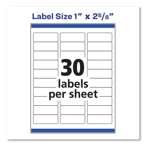AVERY Easy Peel White Address Labels w/ Sure Feed Technology, Laser Printers, 1 x 2.63, White, 30/Sh - 5260