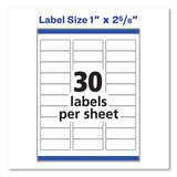 AVERY Easy Peel White Address Labels w/ Sure Feed Technology, Laser Printers, 1 x 2.63, White, 30/Sh - 5260