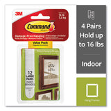 Damage-Free Hanging Picture Hanging Strip Pairs, Holds Up to 3.75 lb, Large: 0.75" x 3.65", White, 12/Pack - 17206-12ES
