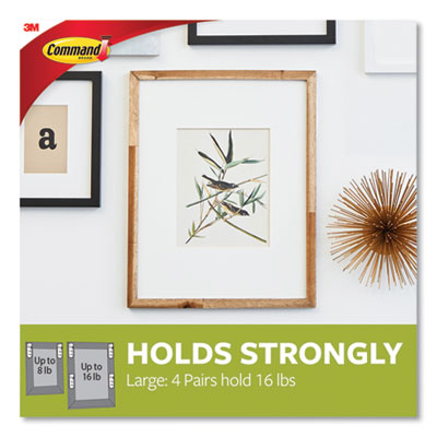 Damage-Free Hanging Picture Hanging Strip Pairs, Holds Up to 3.75 lb, Large: 0.75" x 3.65", White, 12/Pack - 17206-12ES