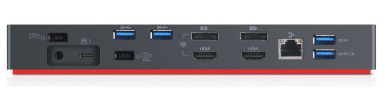 Lenovo 40AN0135US laptop dock/port replicator Wired Thunderbolt 3 Black, Red - 40AN0135US LENOVO