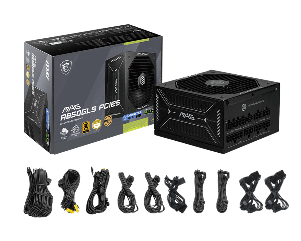 MSI MAG A850GLS PCIE5 power supply unit 850 W 24-pin ATX ATX Black - MAGA850GLSPCIE5