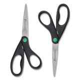 C2G KleenEarth Scissors, 8" Long, 3.25" Cut Length, Straight Black Handle, 2/Pack - 15179