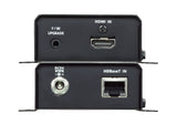 HDBaseT transmitter with HDMI and DCSV ports on a white background
