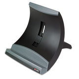Vertical Notebook Computer Riser with Cable Management, 9" x 12" x 6.5" to 9.5", Black/Charcoal Gray, Supports 20 lbs - LX550