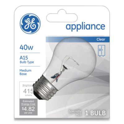 Incandescent A15 Light Bulb for Kitchen Appliances, 40 W, 120 V, Clear - 15206 C2G