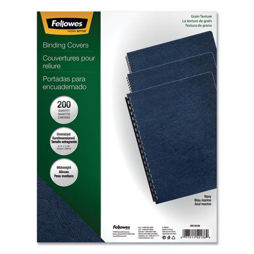 FELLOWES Expressions Classic Grain Texture Presentation Covers for Binding Systems, Paper, Round Cor - 52136