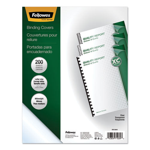 FELLOWES Crystals Transparent Presentation Covers for Binding Systems, Plastic, Square Corners, 11 x - 5204303