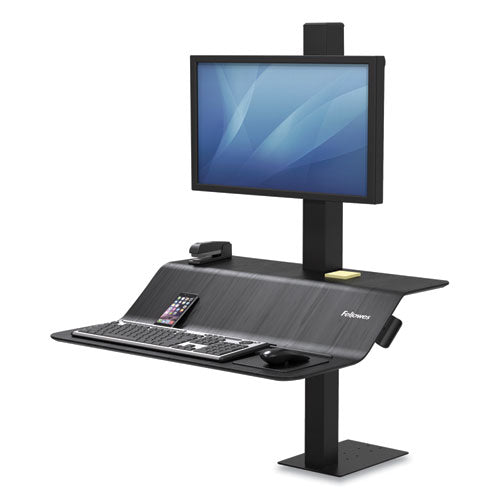 FELLOWES Lotus VE Sit-Stand Workstation, 29" x 28.5" x 27.5" to 42.5", Black - 8080101