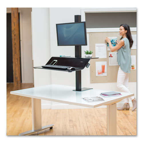 FELLOWES Lotus VE Sit-Stand Workstation, 29" x 28.5" x 27.5" to 42.5", Black - 8080101