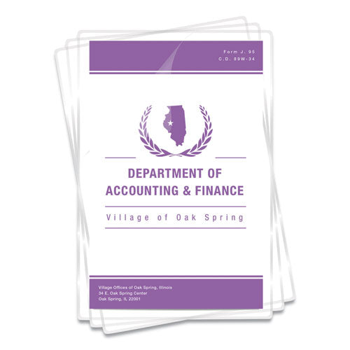 FELLOWES Laminating Pouches, 3 mil, 9" x 14.5", Gloss Clear, 50/Pack - 52226