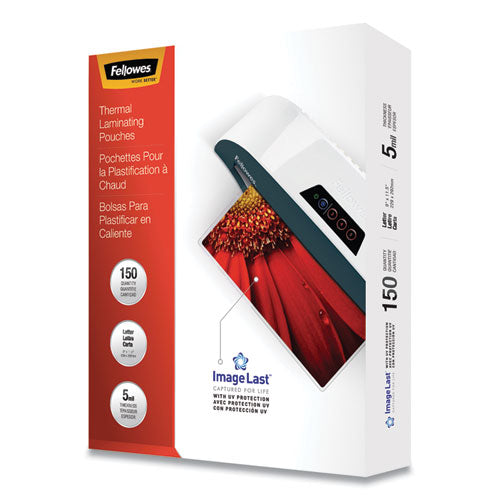 FELLOWES ImageLast Laminating Pouches with UV Protection, 5 mil, 9" x 11.5", Clear, 150/Pack - 5204007