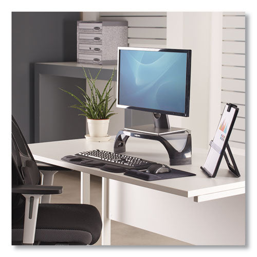 FELLOWES Smart Suites Corner Monitor Riser, For 21" Monitors, 18.5" x 12.5" x 3.88" to 5.13", Black/ - 8020101