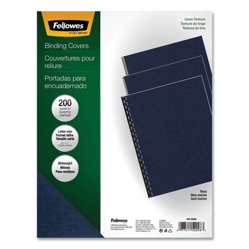 FELLOWES Expressions Linen Texture Presentation Covers for Binding Systems, Paper, Square Corners, 1 - 52098