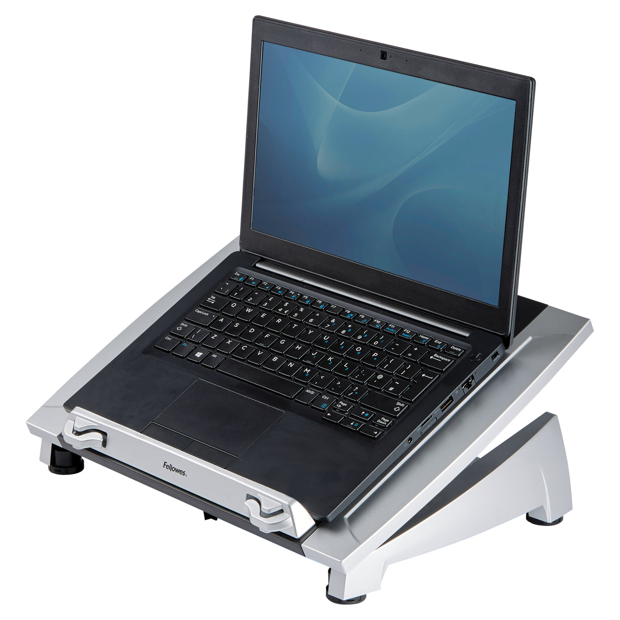 Fellowes Laptop Stand for Desk - Office Suites Plus Adjustable Laptop Stand for the Home and Office - Laptop Riser with 5 Height Adjustments - Max Monitor Size 17", Max Weight 5KG - Black/Silver - 8036701