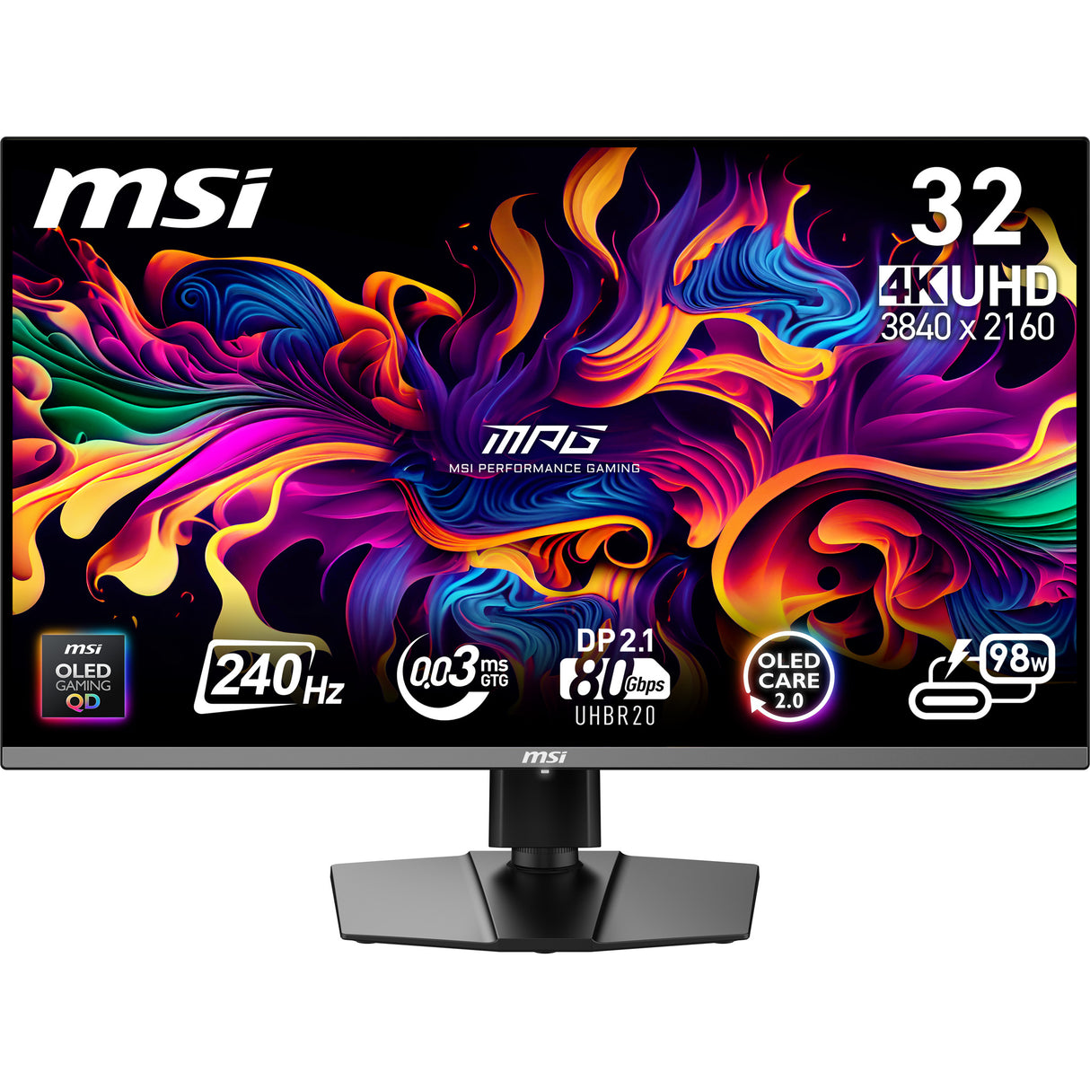 MSI MPG 322URX QD-OLED computer monitor 80 cm (31.5") 3840 x 2160 pixels 4K Ultra HD Black - MPG322URXQDOLED