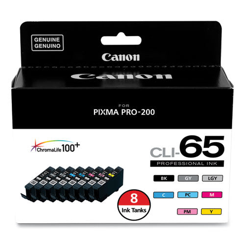 CANON  (CLI-65) Ink, Black/Cyan/Gray/Light Gray/Magenta/Photo Cyan/Photo Magenta/Yellow, 8/Pack - 4215C007
