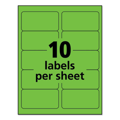 High-Visibility Permanent Laser ID Labels, 2 x 4, Neon Green, 1000/Box - 05976 FELLOWES