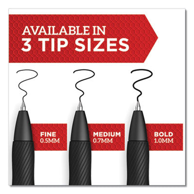S-Gel High-Performance Gel Pen, Retractable, Medium 0.7 mm, Black Ink, Black Barrel, Dozen - 2096159