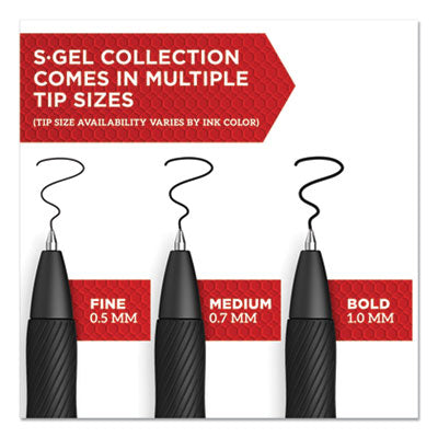 S-Gel High-Performance Gel Pen, Retractable, Fine 0.5 mm, Black Ink, Black Barrel, Dozen - 2096145
