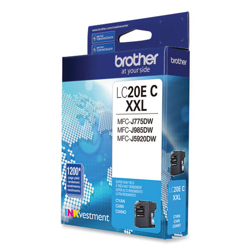 BROTHER  INKvestment Super High-Yield Ink, 1,200 Page-Yield, Cyan - LC20EC