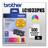 BROTHER  Innobella High-Yield Ink, 600 Page-Yield, Cyan/Magenta/Yellow - LC1033PKS
