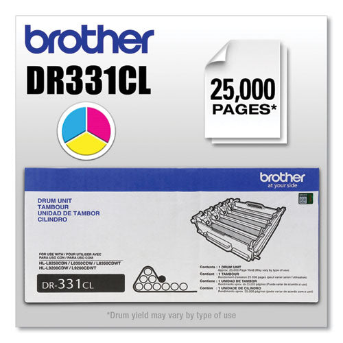 BROTHER  Drum Unit, 25,000 Page-Yield, Black/Cyan/Magenta/Yellow - DR331CL