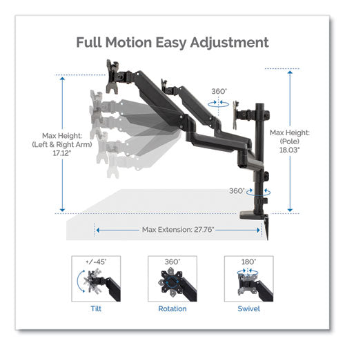 FELLOWES Platinum Series Triple Monitor Arm for 27" Monitors, 360 deg Rotation, +85/-20 deg Tilt, 36 - 8042601