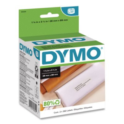 LabelWriter Address Labels, 1.12 x 3.5, White, 260 Labels/Roll, 2 Rolls/Pack - 30320
