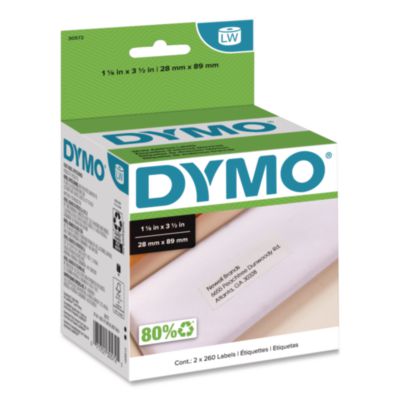LabelWriter Address Labels, 1.12" x 3.5", White, 260 Labels/Roll, 2 Rolls/Pack - 30572