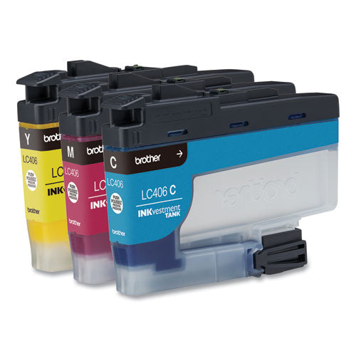BROTHER LC4063PK INKvestment Ink, 1,500 Page-Yield, Cyan/Magenta/Yellow, 3 Pack - LC4063PKS