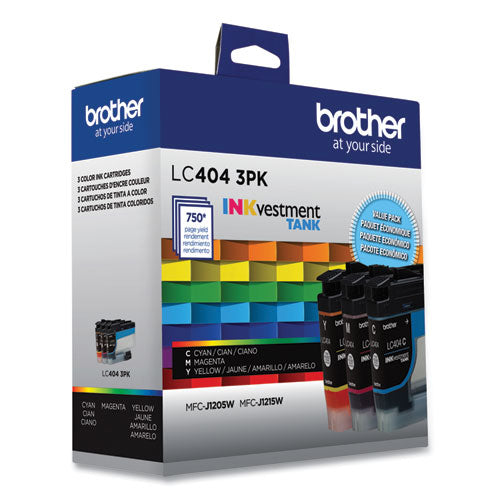 BROTHER LC4043PK INKvestment Ink, 750 Page-Yield, Cyan/Magenta/Yellow, 3/Pack - LC4043PKS