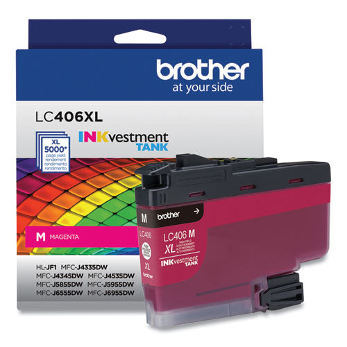 BROTHER  INKvestment High-Yield Ink, 5,000 Page-Yield, Magenta - LC406XLMS
