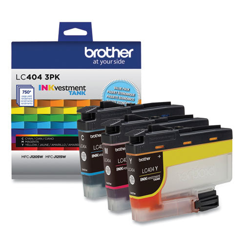 BROTHER LC4043PK INKvestment Ink, 750 Page-Yield, Cyan/Magenta/Yellow, 3/Pack - LC4043PKS
