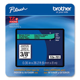 BROTHER TZe Laminated Removable Label Tapes, 0.35" x 26.2 ft, Black on Green - TZE721CS