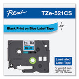 BROTHER TZe Laminated Removable Label Tapes, 0.35" x 26.2 ft, Black on Blue - TZE521CS