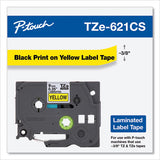 BROTHER TZe Laminated Removable Label Tapes, 0.35" x 26.2 ft, Black on Yellow - TZE621CS