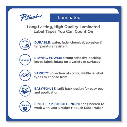 BROTHER TZe Laminated Removable Label Tapes, 0.35" x 26.2 ft, Black on Green - TZE721CS