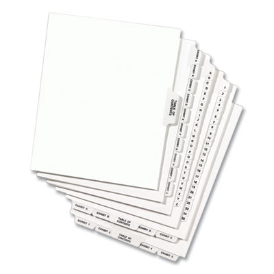 Preprinted Legal Exhibit Side Tab Index Dividers, Avery Style, 10-Tab, 73, 11 x 8.5, White, 25/Pack, (1073) - 01073 C2G